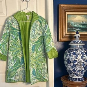 Women’s Patty Kim Lime Green Reversible Quilted Jacket Size Medium
